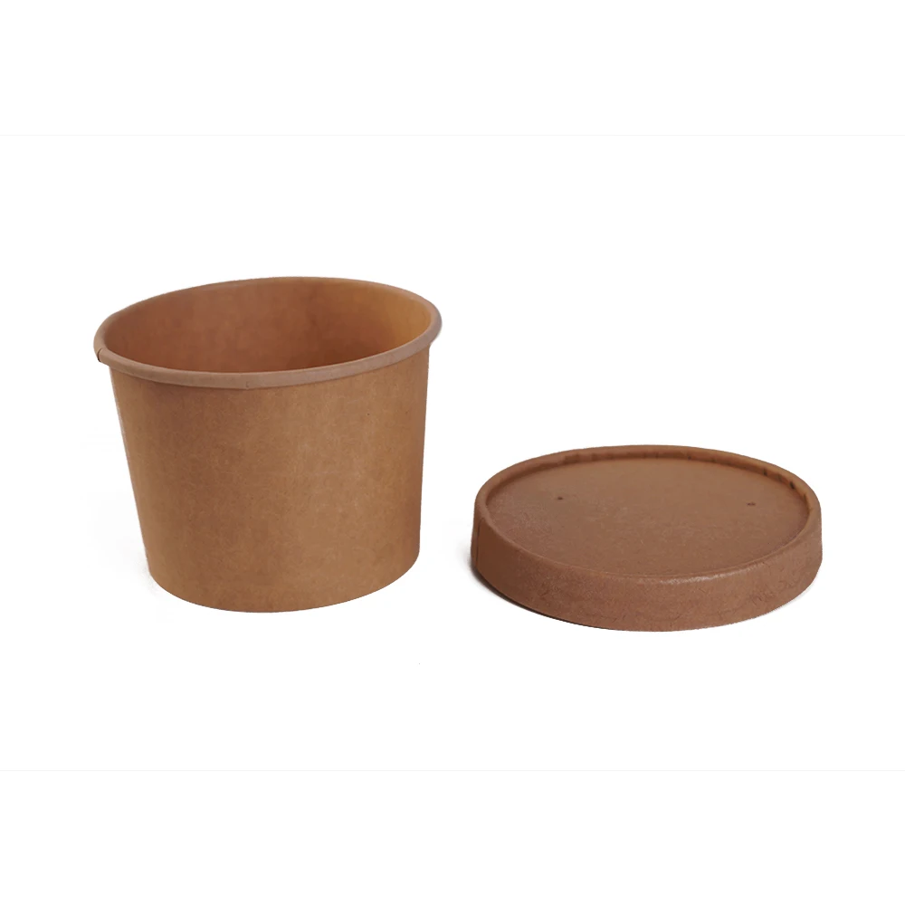 Covered Compostable Chinese Cheap Disposable Kraft Paper Bucket Big Sugarcane Bagasse Soup Bowl