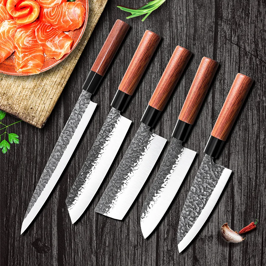 Professional Chef knife set Non Stick Stainless Steel Kitchen Knives Sashimi Japanese knife With color box packing