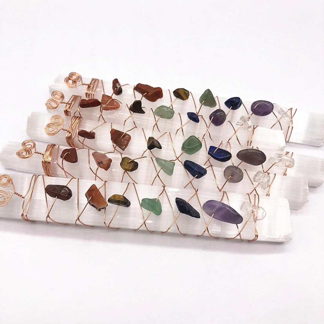 Natural Crystal Gravel binding Seven Chakra Healing stone Raw Selenite Sticks