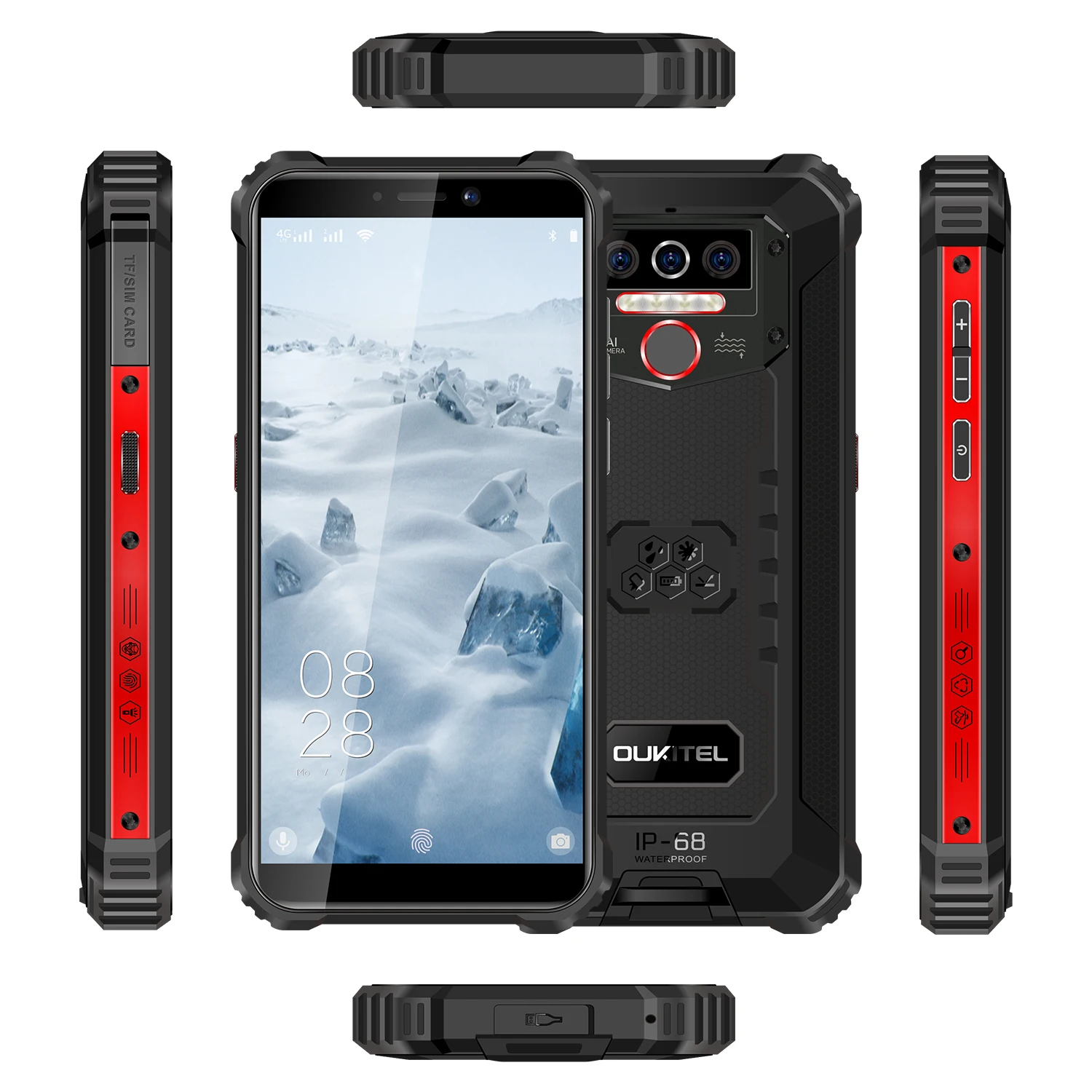  OUKITEL WP5 5 '8000 мА/ч IP68 водонепроницаемый сумка для мобильного телефона 4 Гб оперативной памяти 32 встроенной Quad Core тройные камеры Android 9 0 мобильный телефон