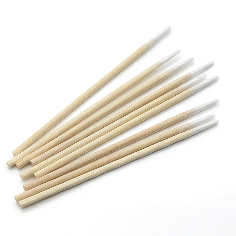 In Stock Extension Disposable Dental Clean Medical Eyelash Pointed Wooden Swab Tattoo Cotton Stick Tip Applicator Bamboo Bud