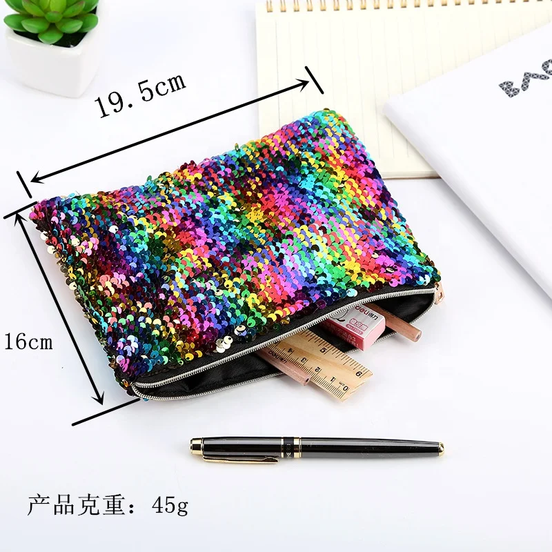
Wholesale Fashion Bling Sparkly Flip Reversible Sequin Makeup Cosmetic Pouch 