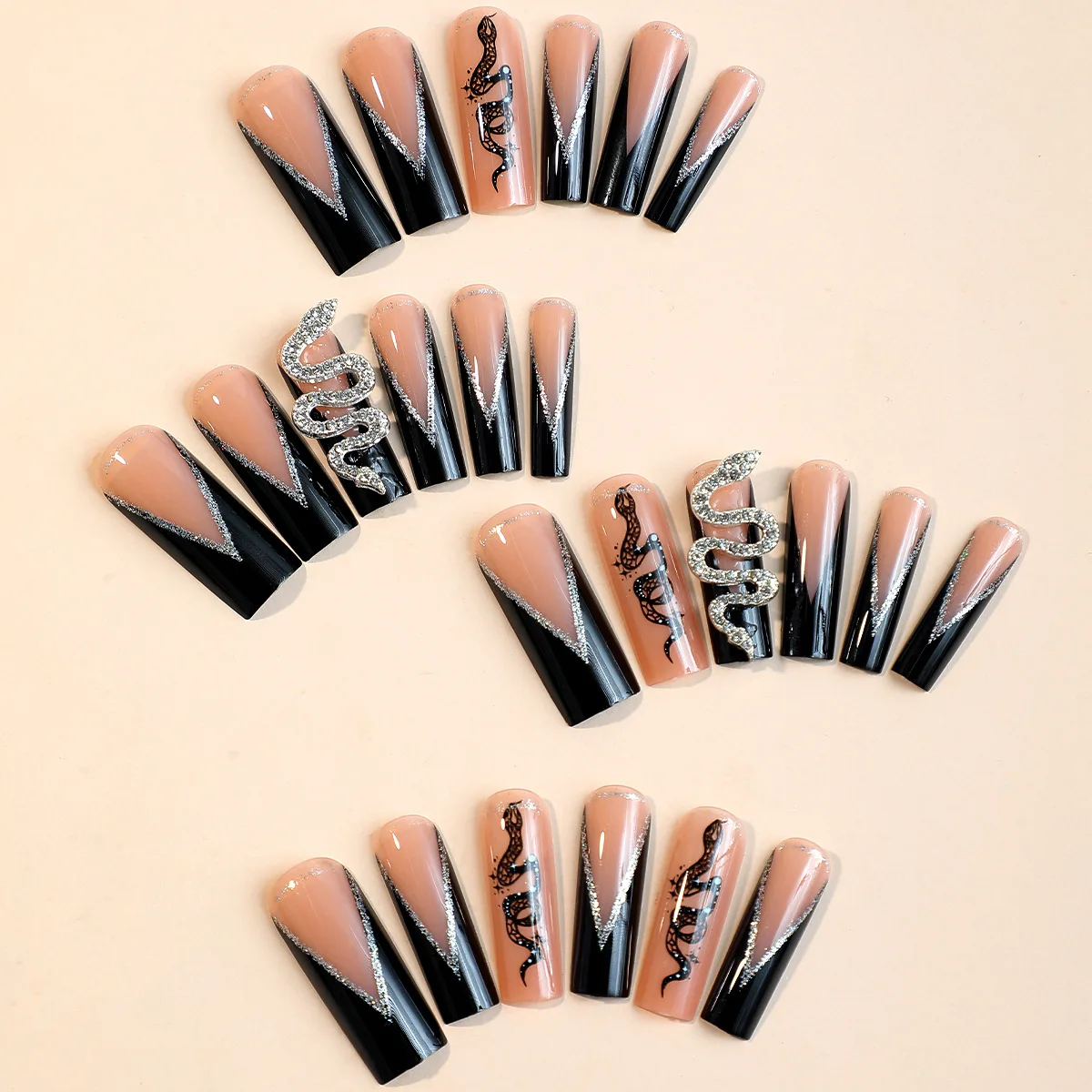 Luxury Extended Long Ballerina Coffin Shining 3D Diamond Halloween Glitter Wholesale nails art press on nails