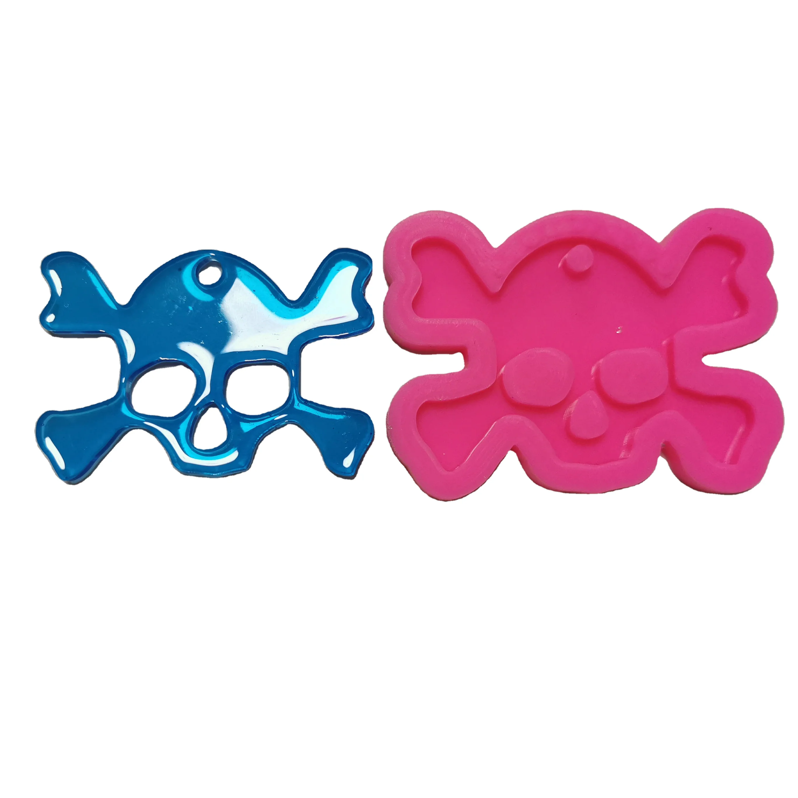 K9013 Shiny Skull Keychains Mould for DIY Epoxy Resin Jewellery Making Custom Silicone Molds