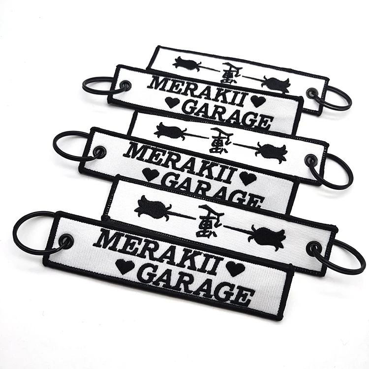 Manufacturer Promotion Fashion Woven Key Tag Souvenir Embroidered keychain Custom Jettags