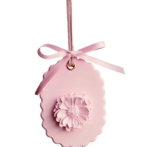 Pink Oval Shaped Hanging Ceramic Aroma Stone Pendant Scented Clay Gypsum Aroma Diffuser Essential Oil Air Freshener
