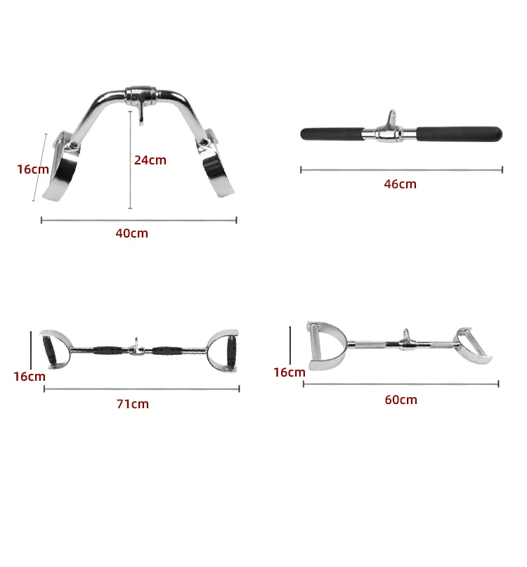 2Pull Down Bar Handle with Grips Cable Machine Barbell Attachment Integrated Back Workout Gym Trainer