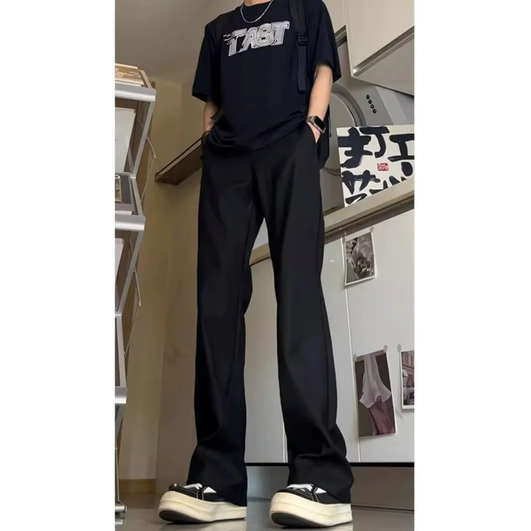 Мужские Летние черные брюки с завышенной талией