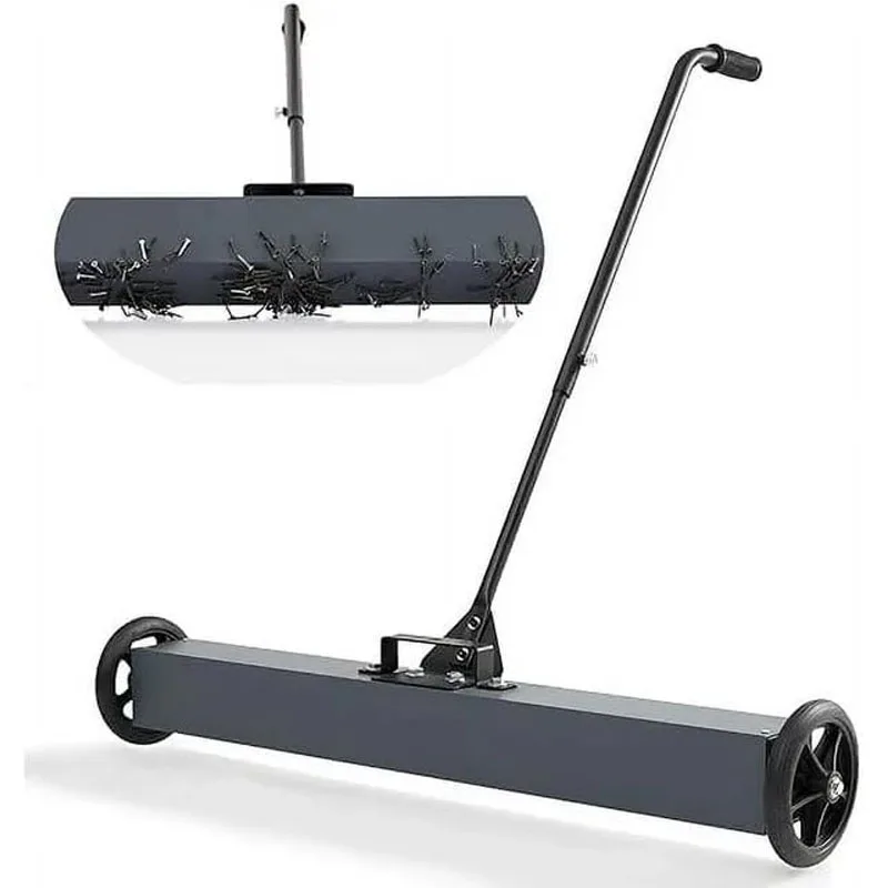 Simple structure Hand-push Heavy Duty Push-type Rolling Magnetic Pick Up Sweeper With Wheels