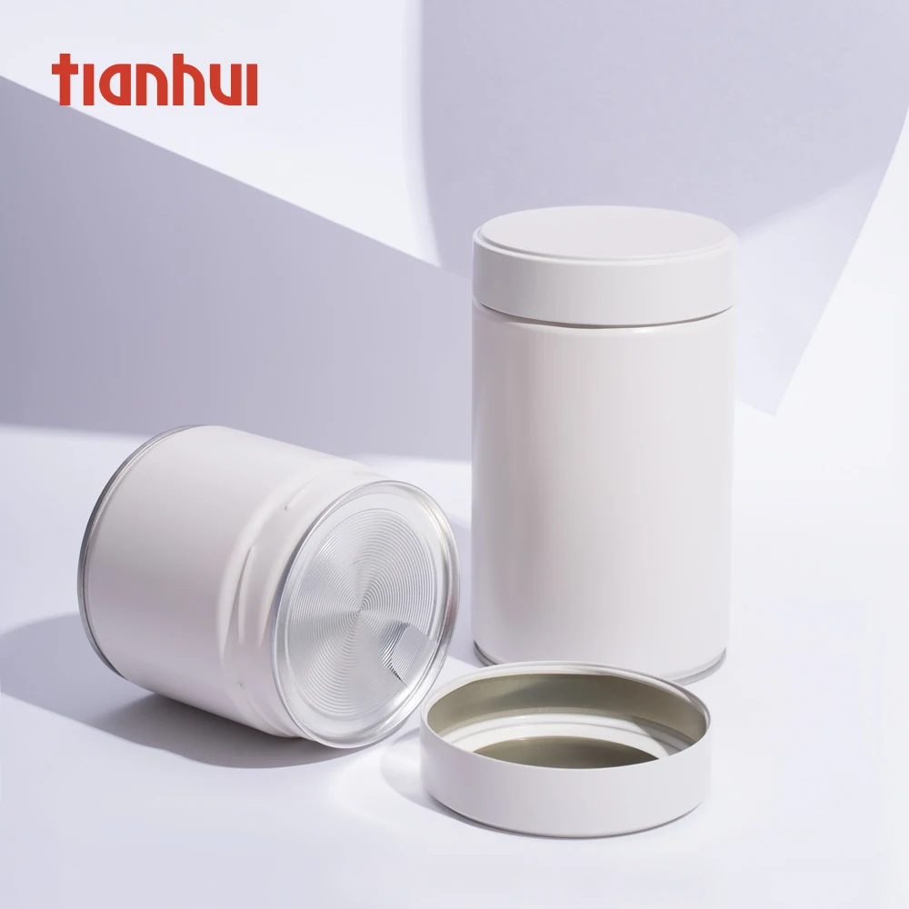 130g 200g Sealed Round Metal Tin Can Tea Canister Tin with Double Lids
