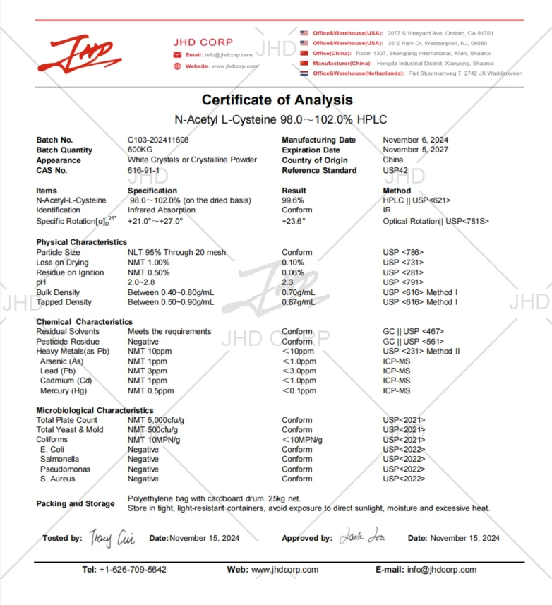 USA / EU Warehouse Food Grade N-acetyl-l-cysteine CAS 616-91-1 NAC N-acetyl cysteine Powder