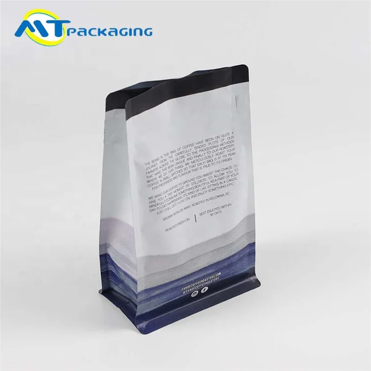 Flat Bottom Bag  For Coffee Packaging custom Printing Coffee Bag With Valve