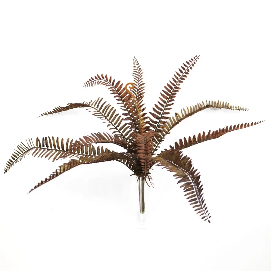 Landscape decor 12lvs artificial autumn color fern bush