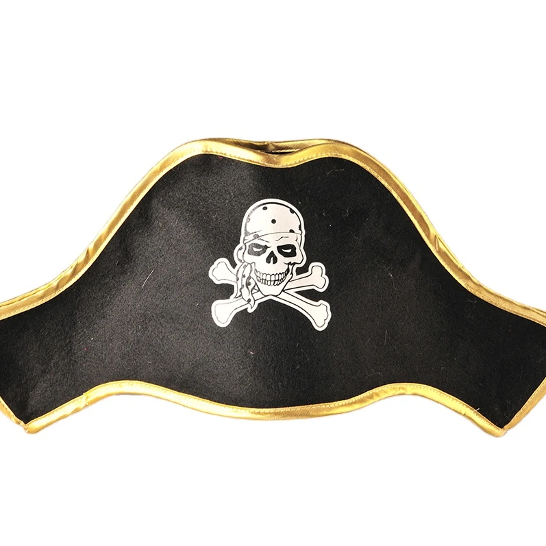 
Halloween decorations party supplies black party felt pirate hat for adults printed skeleton hats 