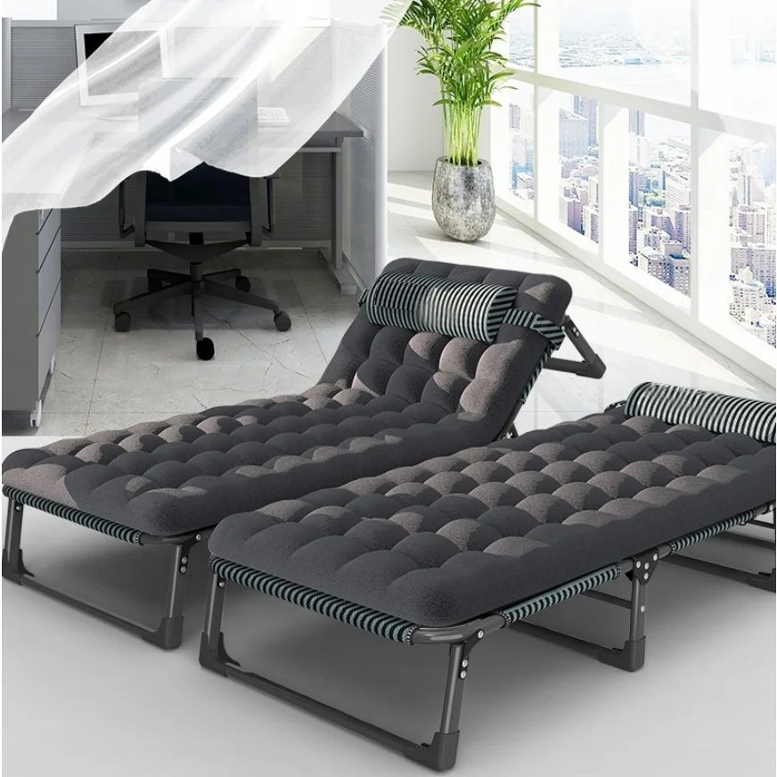 Lightweight Portable Adjustable Durable Garden Canvas Metal Foldable Camping  Bed Cot  with Soft Mattress