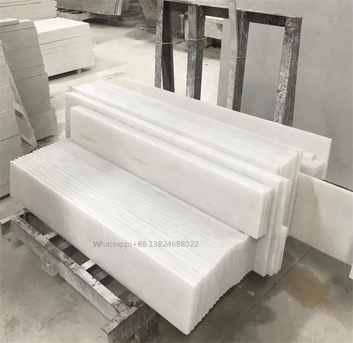 
pure white marble stairs and stone tiles flooring from vietnam suppliers for projects villa 