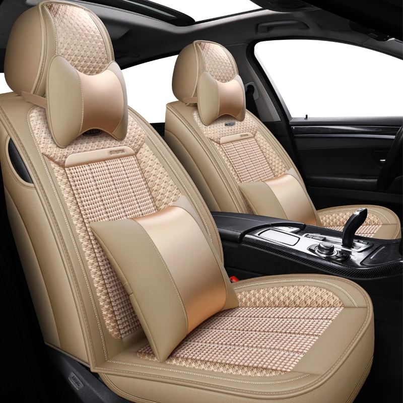 Instocked Luxury Design Polyester Leather Car Seat Cover Full Set Universal