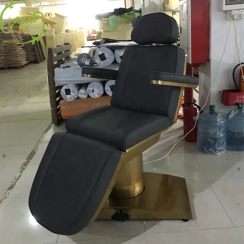 Modern Luxury Salon Massage Treatment Table Esthetician Bed Black Gold Cosmetic Electric Beauty Facial Bed With 4 Motor