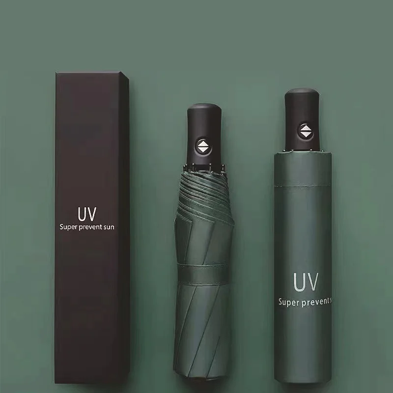 Custom logo Automatic Mini 3 folding Umbrella Anti UV Umbrella rain UPF 50+ fan