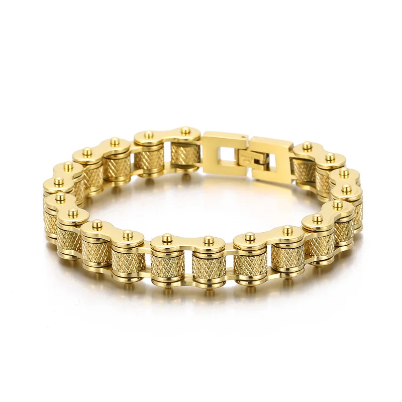 XISHUO 316L Stainless Steel Personality Bracelet Bicycle Biker Chain Jewelry Bracelets for Men