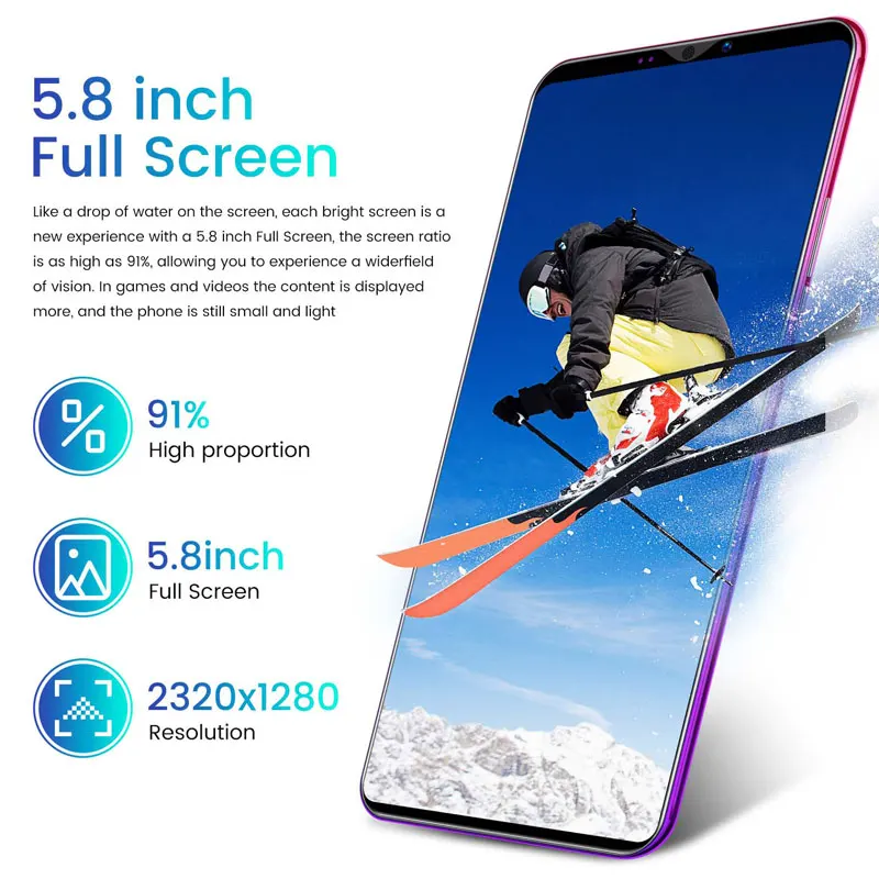 5.8 Inch 8+256gb Dual Sim Low Price Unlocked Cell Phones Smartphones Cheap 4g Mobile Android 10 Smart Phones P40 Pro