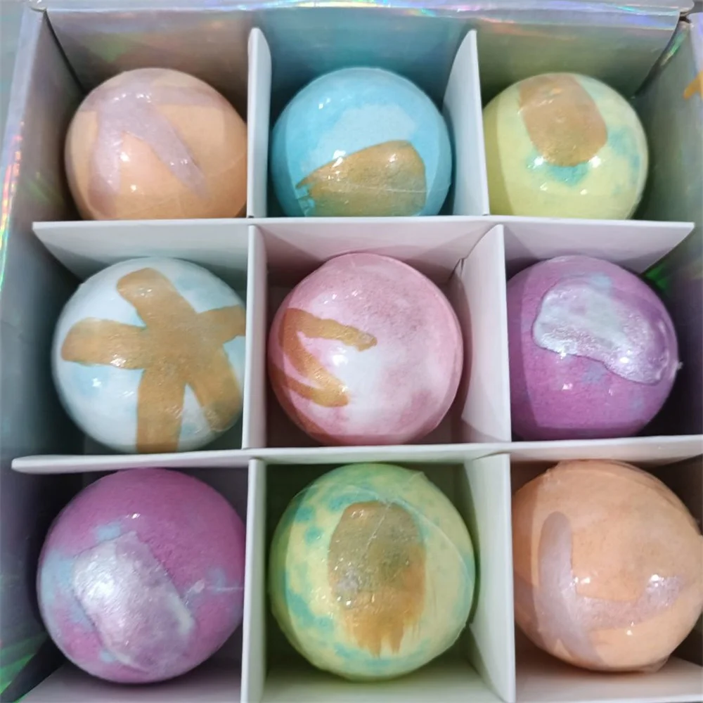 2022 Customized Organic Vegan New Arrival Mix Color Shimmer Bath Fizzies Cruelty-free Handmade Mica Drawing Bath Bombs Gift Set
