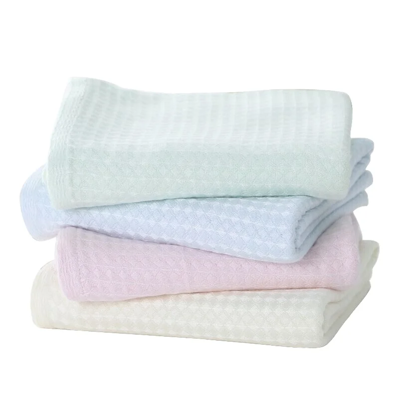 Non-Chemical Non-Toxic Thermal Waffle Weave Baby Blanket 100% Bamboo Fiber Baby Blue and Pink Toddler Blanket Swaddle