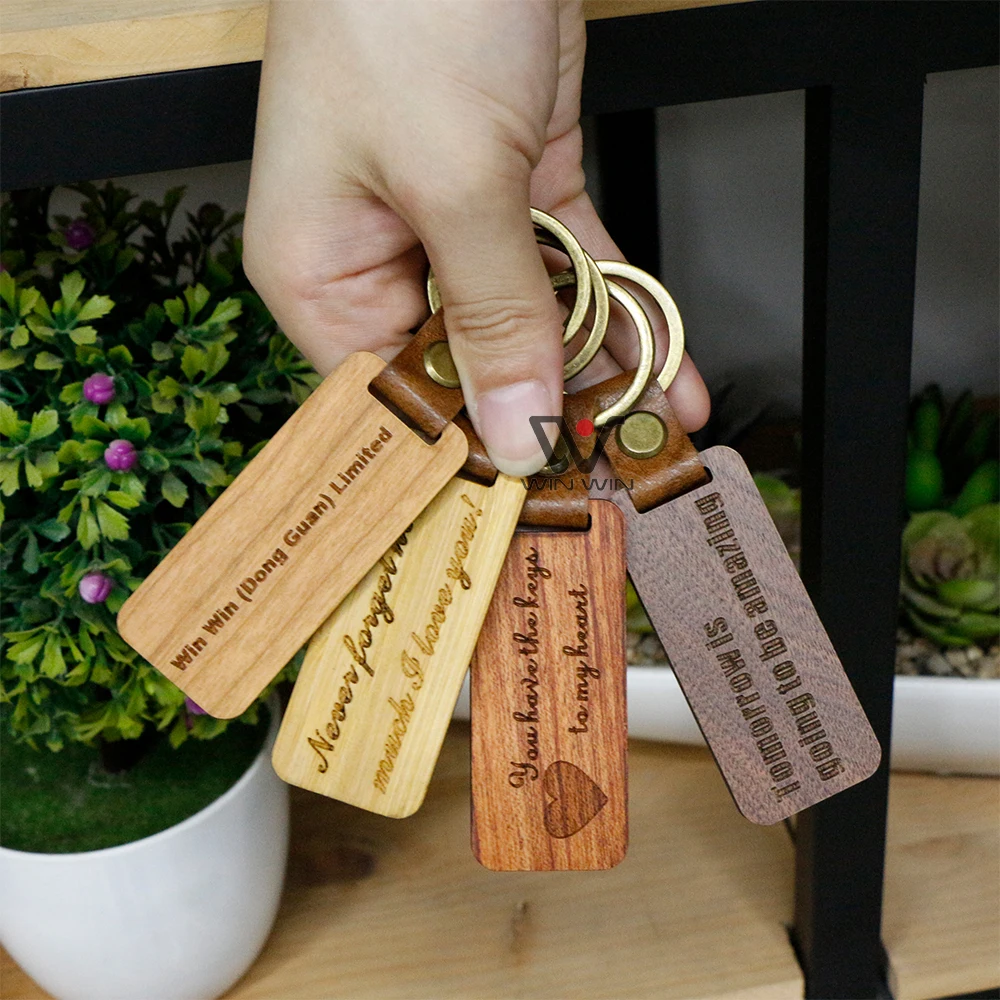 Wholesale Handmade Wood+PU Keychain with Ring Online Shopping Key Chain