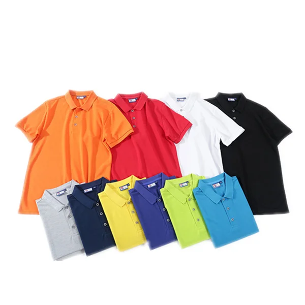 Wholesale 240g CVC Cotton polyester printed logo men polo shirt custom logo solid color Turn-down Collar Advertising polo shirt