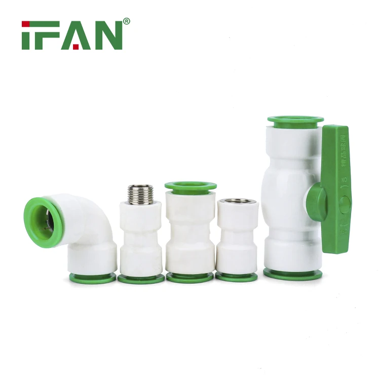 IFAN Water System Push Fit Connector Quick Joint Brass Plastic Thread Elbow Tee Coupling Valve PPR Quick Fittings