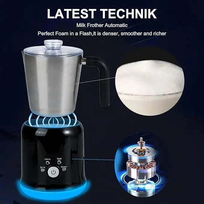 Electric Milk Frother Steamer 4 In 1 Milk Frother Detachable Hot Chocolate Maker Cold Foam Maker