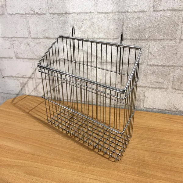 RTS   Chrome Metal Wire Hanging Basket L: 30CM Wire Mesh Baskets For   Steel Rack Shelf