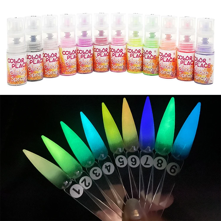 New Arrival Luminous Nail Arts Pigments Powder Wholesale Gradient Effect Ombre Spray Powder