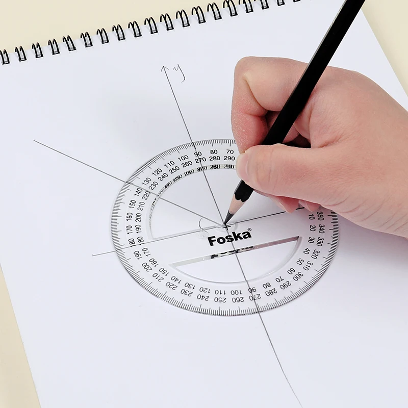 360 Degree 10CM School Transparent Plastic Protractor Ruler