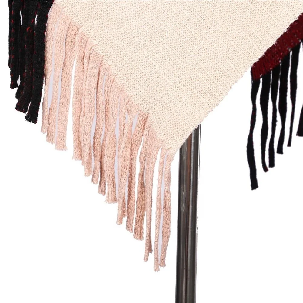 New Style Ladies Women Scarf Shawl Wraps Wholesale Poncho Plain Plaid Tassel Winter Knitted  Shawl Scarf