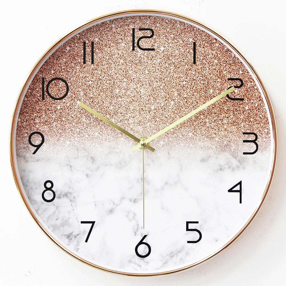 Custom Pattern New Creative Fashion Gradient Color Wall Clock Round Digital Clock Bedroom Living Room Silent Wall Clock