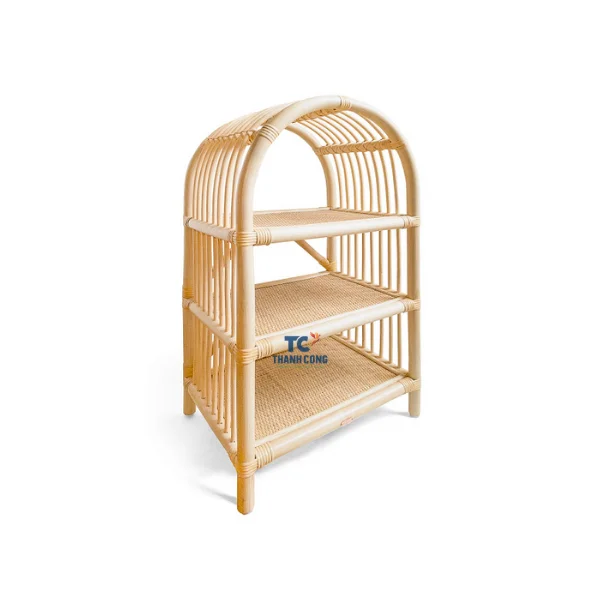 Modern Standing Bookcase with Rattan Shelves High Quality Wooden Wall Shelf Floor Stand Bookshelf at Cheap Price-for Bathrooms