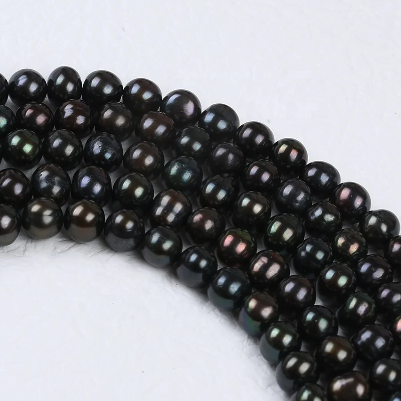 
Wholesale 8 9mm Natural Freshwater Black Potato Near Round Pearls Strings Strands Jewelry  (1600283400785)