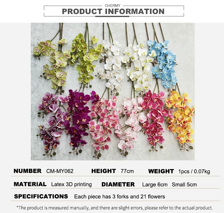 Artificial Flower Real Touch Phalaenopsis Orchid Flower for Home Wedding Decoration