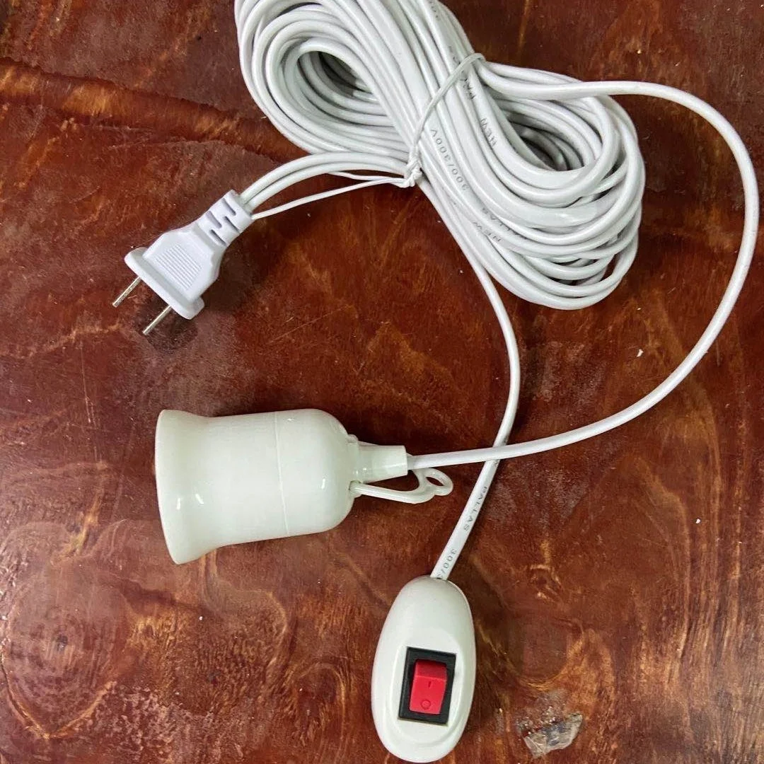 Grow light e27 lamp holder socket to EU US 2 pin plug adapter converter with 5meter power cord switch
