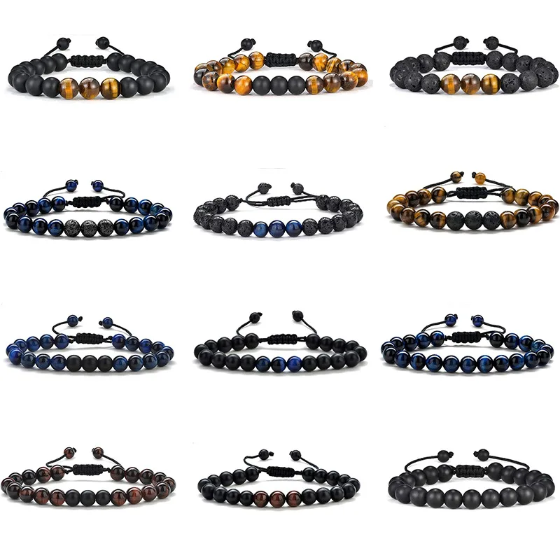 SC Fashion Essential Oil Diffuser Beaded Bracelet Aromatherapy Lava Rock Stone Men Bracelet Cool Round 8mm Tiger Eye Bracelet