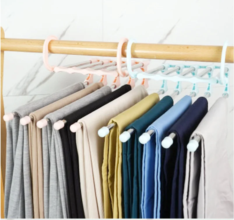 Multi-functional 5 in 1 Trouser Storage Rack Adjustable Pants Tie Storage Shelf Closet Organizer Stainless Steel Clothes Hanger