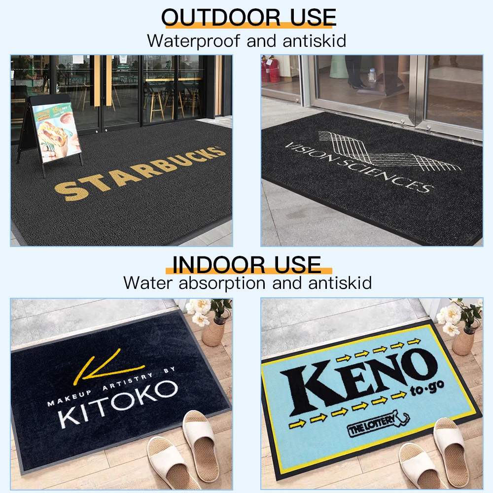 Jialibei Custom Anti-slip Rug Outdoor Nylon Carpet Printed Rubber Logo Door Mat