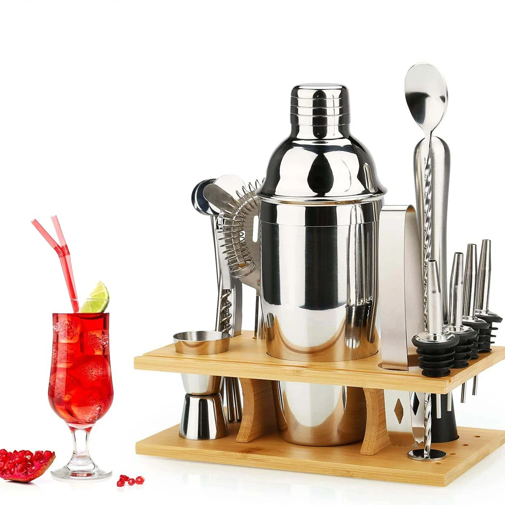 Wuyi Camol Factory 16 Pieces Cocktail Shaker Set 25oz Martini Shaker Drink Mixer Stainless Steel Mixology Bartender Kit