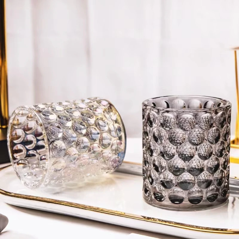 Hot Sale new glass vintage relief polka dot cup, simple beaded beer cup three-dimensional scale mermaid jar