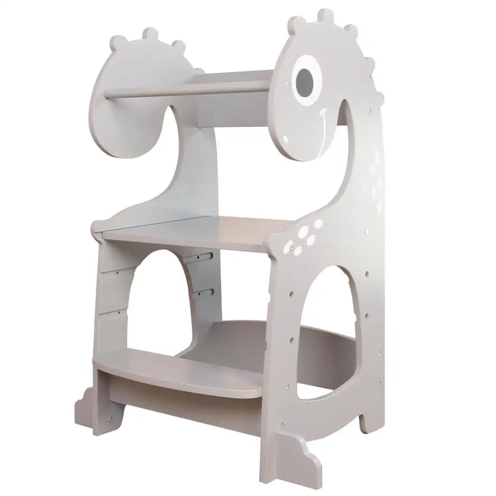 Adjustable height wooden learning tower montessori new dinosaur design learning tower kids for wholesale