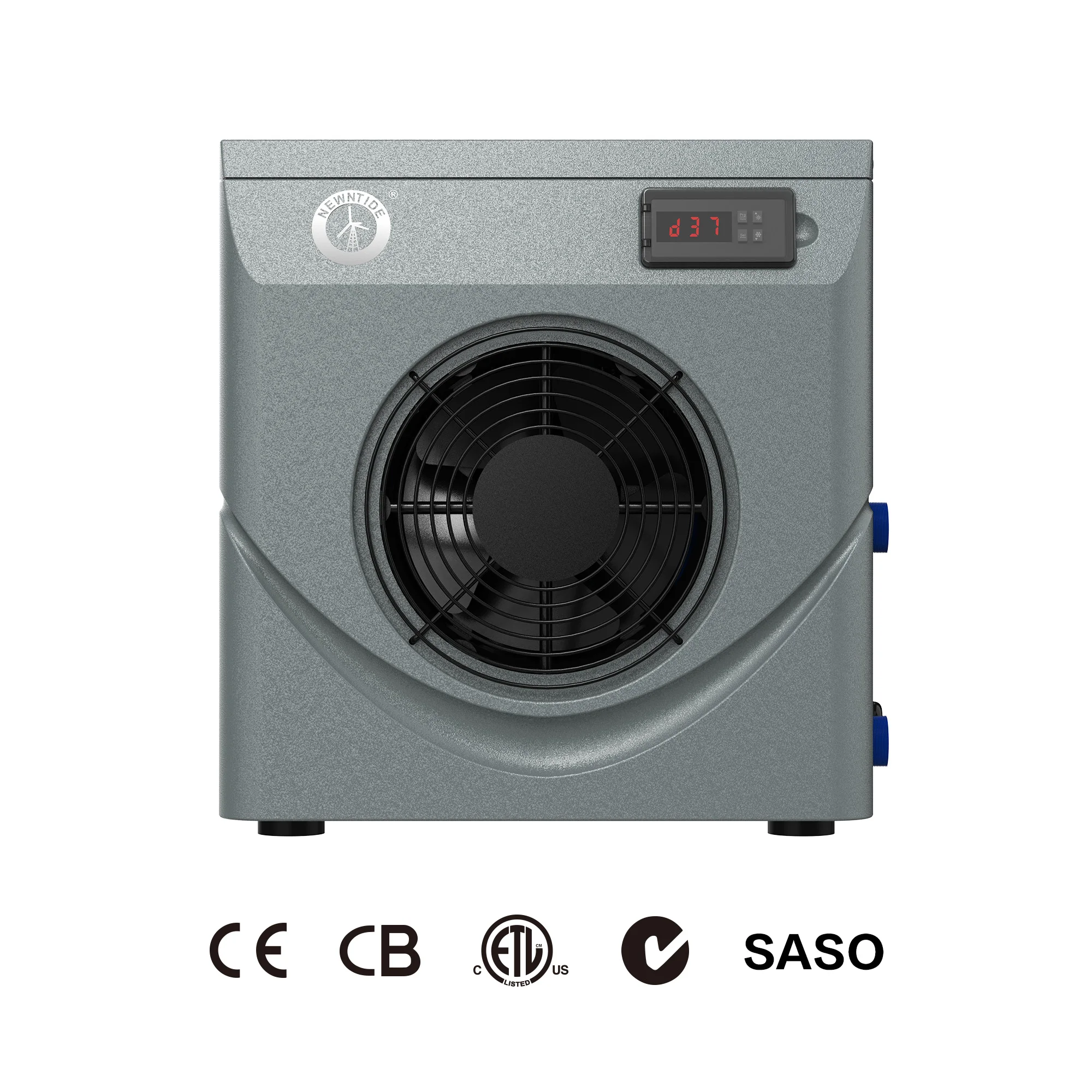 Мини-тепловой насос для бассейна 5 кВт, источник воздуха, водонагреватель с R32, хладагент, синий, черный, серый