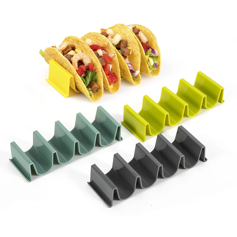 Set of 3 Wave Shape Plastic Sushi Taco Serving Tray Rack Tacos Plate Taco Holder Stand Set