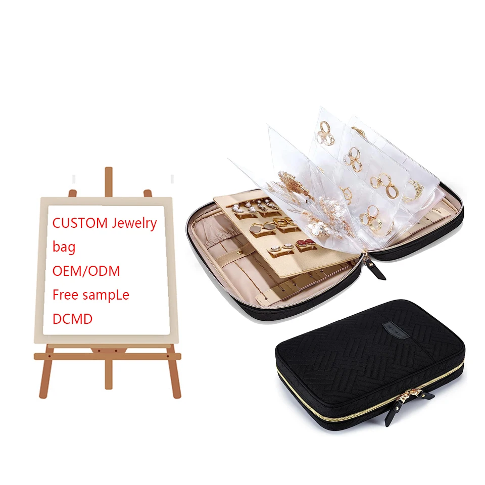 Jewelry Travel Organizer Case Transparent Jewelry Storage Book Ring Binder Jewelry Bags Clear Booklet Zipper Pouch Bag
