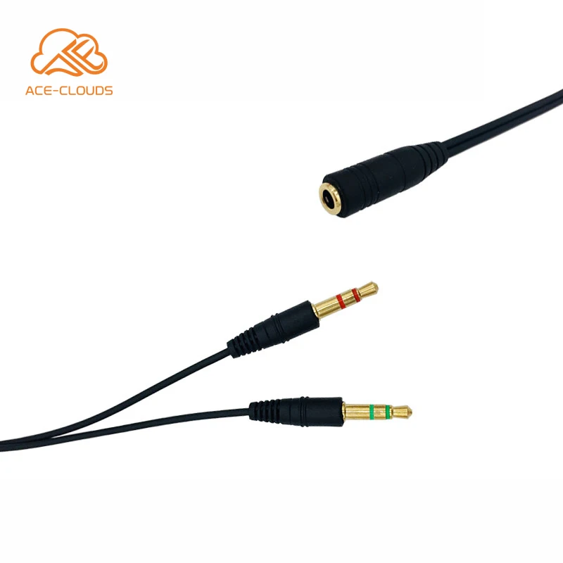 3.5mm Jack Adapter CTIA - Y Splitter Audio Cable with Separate Microphone and Headphone Connector for PC PS4 Gaming Headset